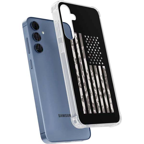 Black and White Camo American Flag Galaxy A35 5G Clear Case